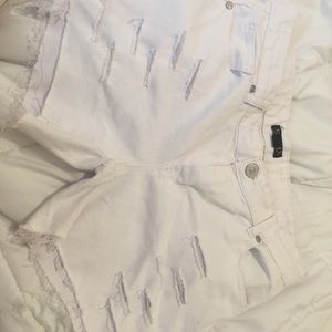 White ripped Jean shorts